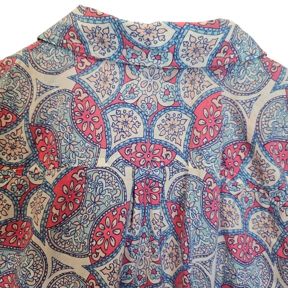 Talbots Pink and Blue Floral Garden Long‎ Sleeve Button Down Top Size Medium - Picture 4 of 9